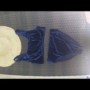 Faux suede dark blue high waisted bikini